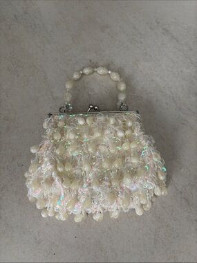 Cream  Beaded Evening Handbag -